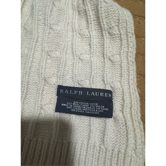 Ralph Lauren cotton wool blend scarf pink pony logo - Picture 4 of 4